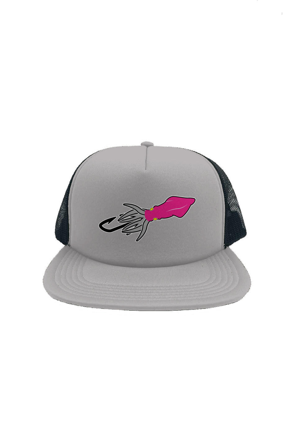 Pink Squid Black Mesh Foam Front Trucker Cap