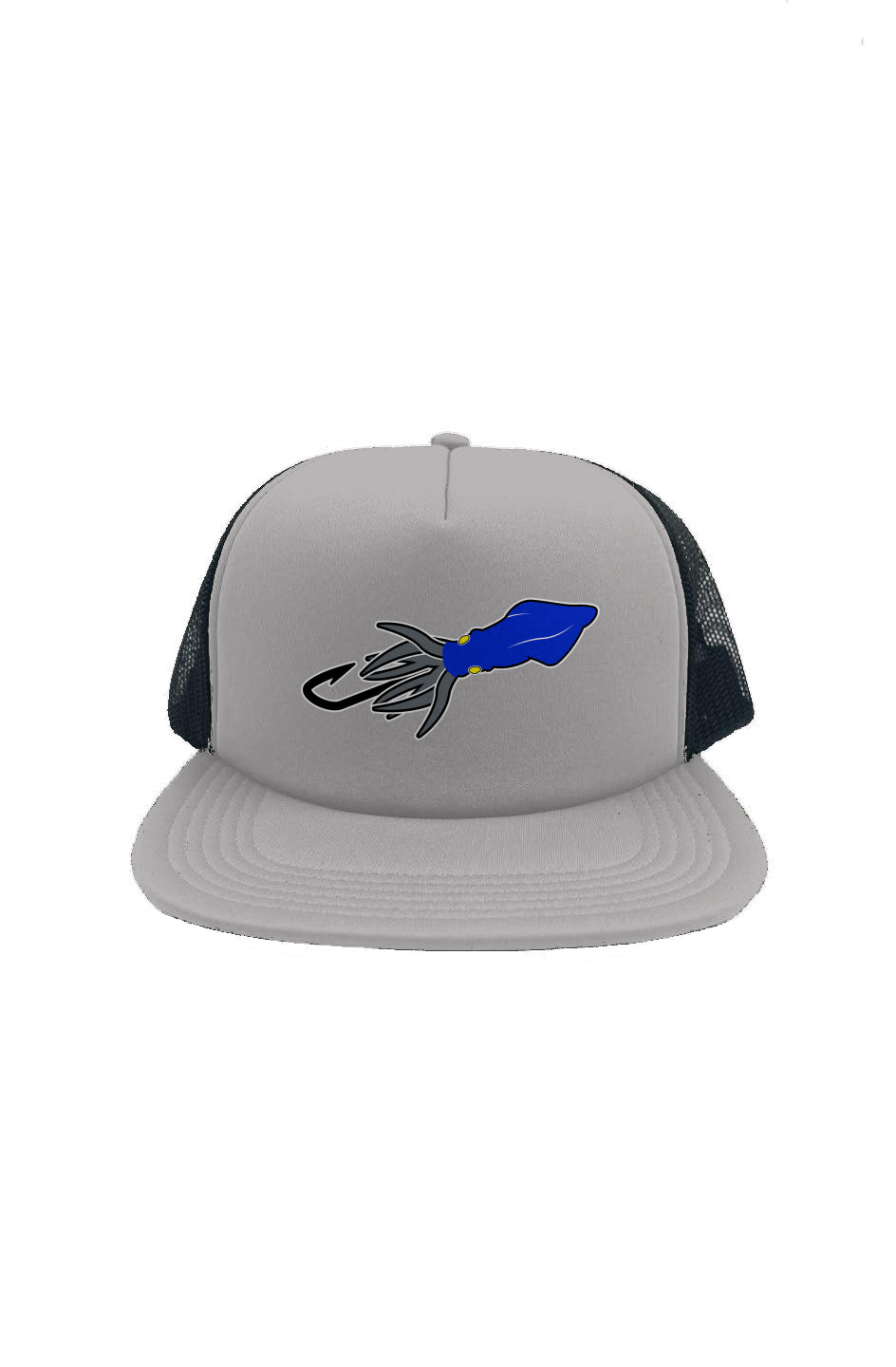 Blue/Gray Squid Black Mesh Foam Front Trucker Cap