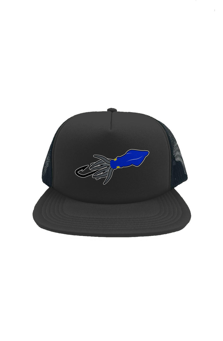 Blue/Gray Squid Black Mesh Foam Front Trucker Cap