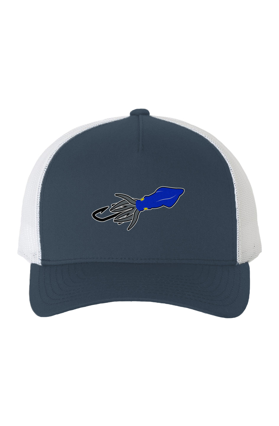 Embroidered Blue/ Gray Lure w/White Mesh Trucker Cap