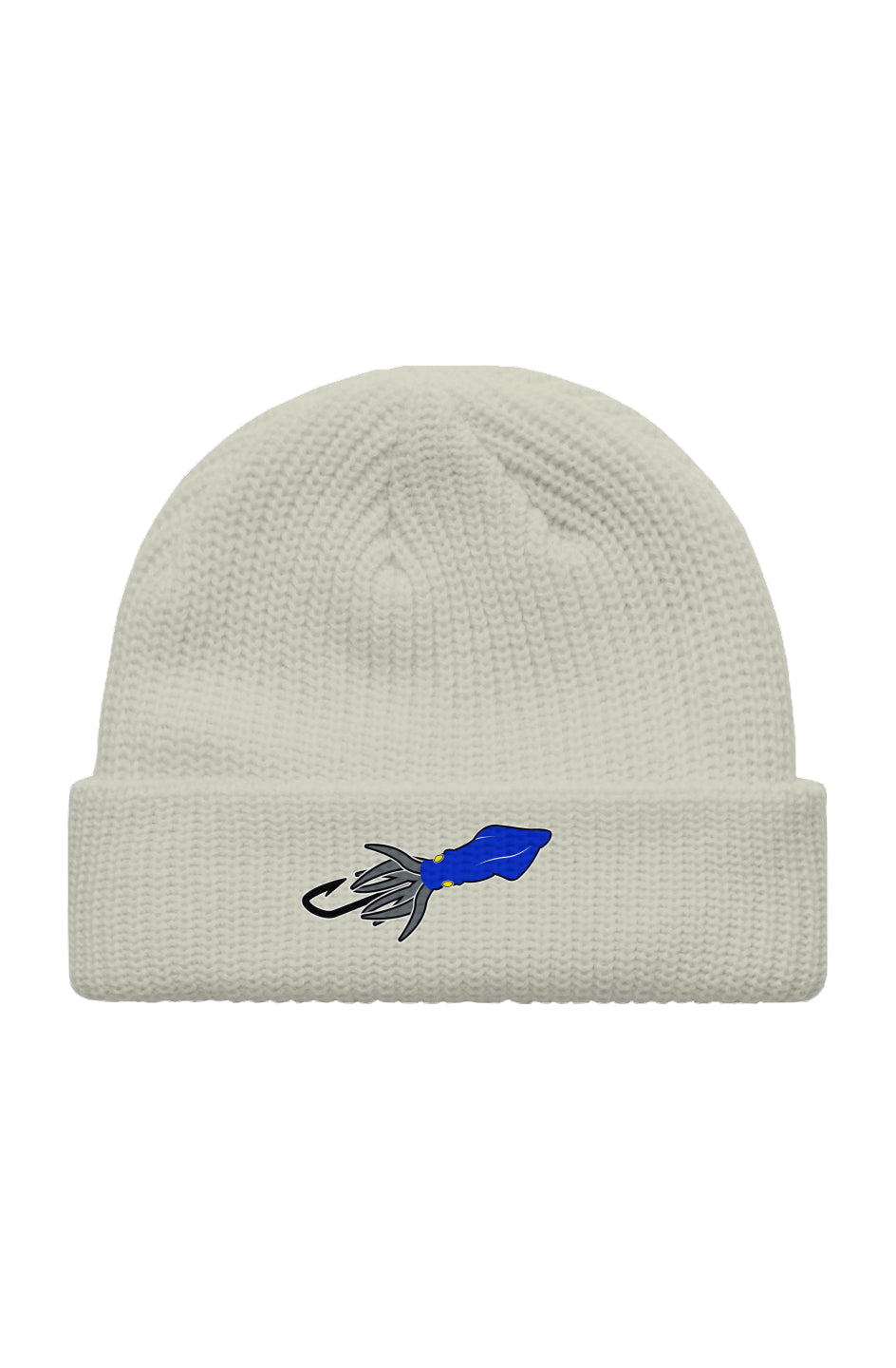 Embroidered Blue/Gray Fisherman Beanie
