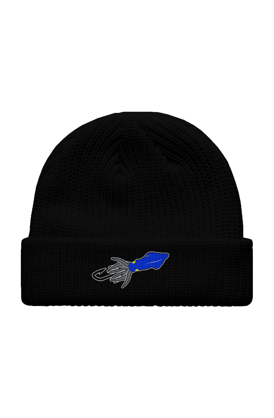 Embroidered Blue/Gray Squid Lure Fisherman Beanie