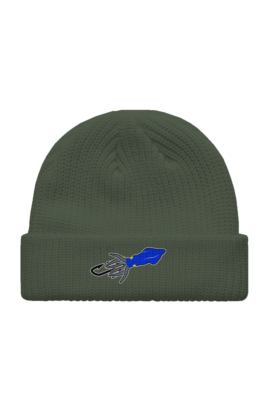 Embroidered Blue/Gray Squid Lure Fisherman Beanie