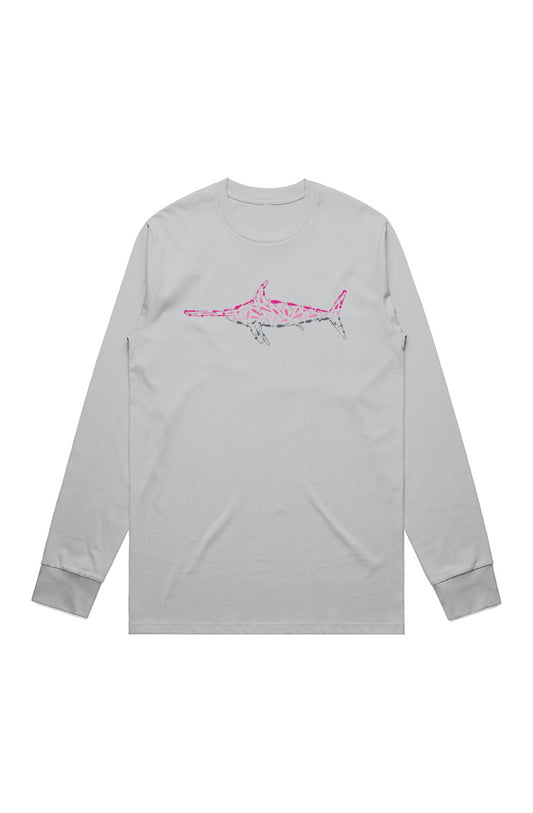 Premium Pink Swordfish Graphic Print Longsleeve T-Shirt (LIGHT COLORS)