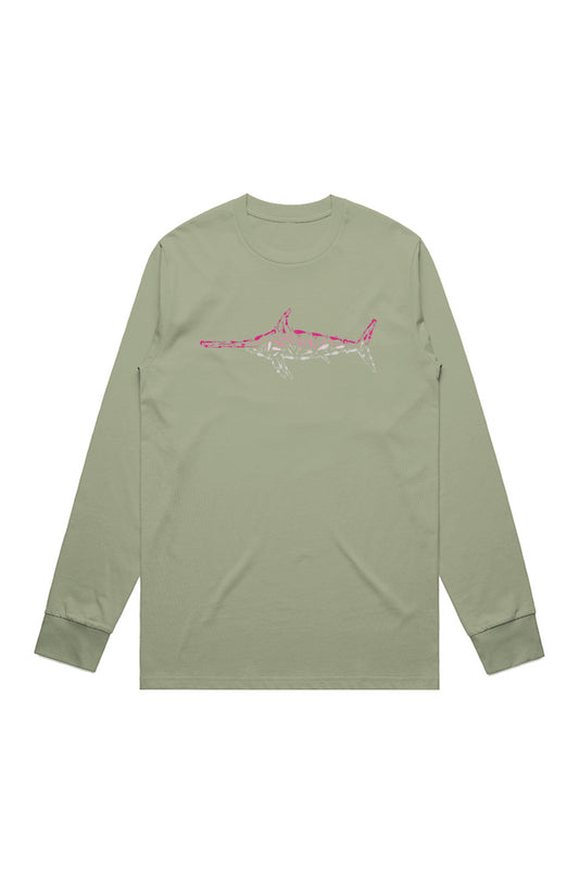 Premium Pink Swordfish Graphic Print Longsleeve T-Shirt (DARK COLORS)