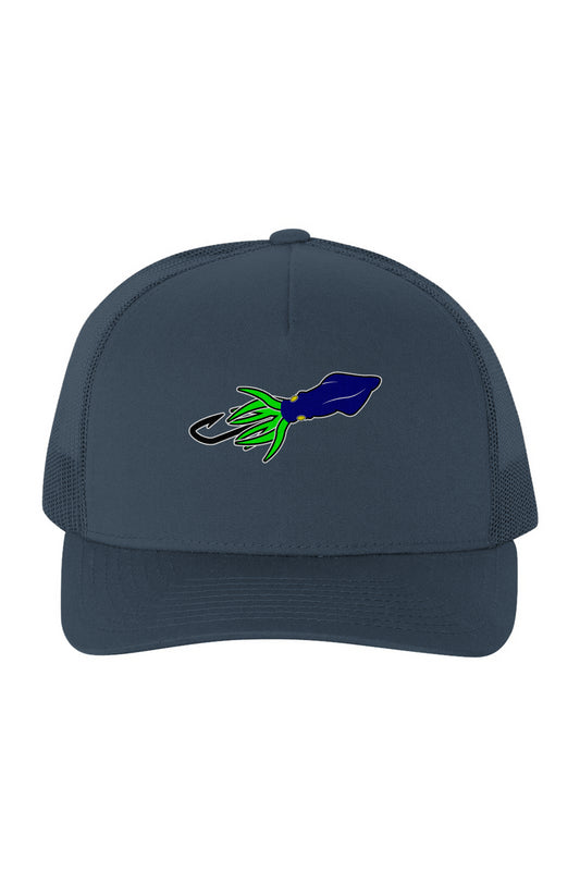 Blue/Green Squid Lure Five-Panel Retro Trucker Cap