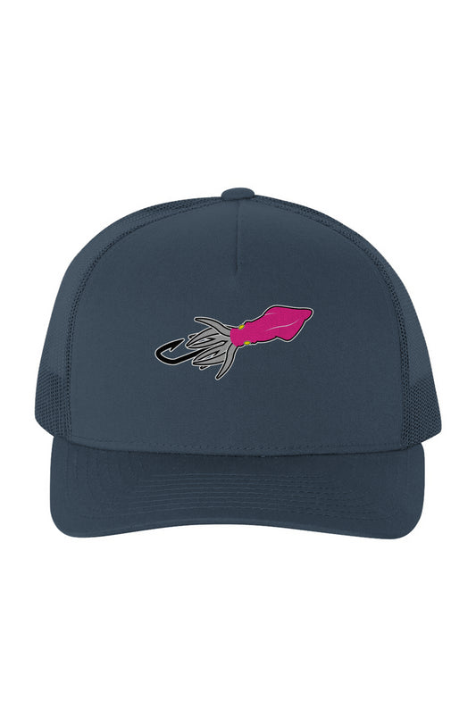 Pink/Silver Squid Lure Five-Panel Retro Trucker Cap