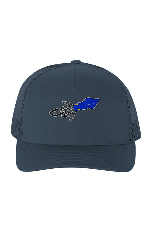 Blue/Silver Squid Lure Five-Panel Retro Trucker Cap