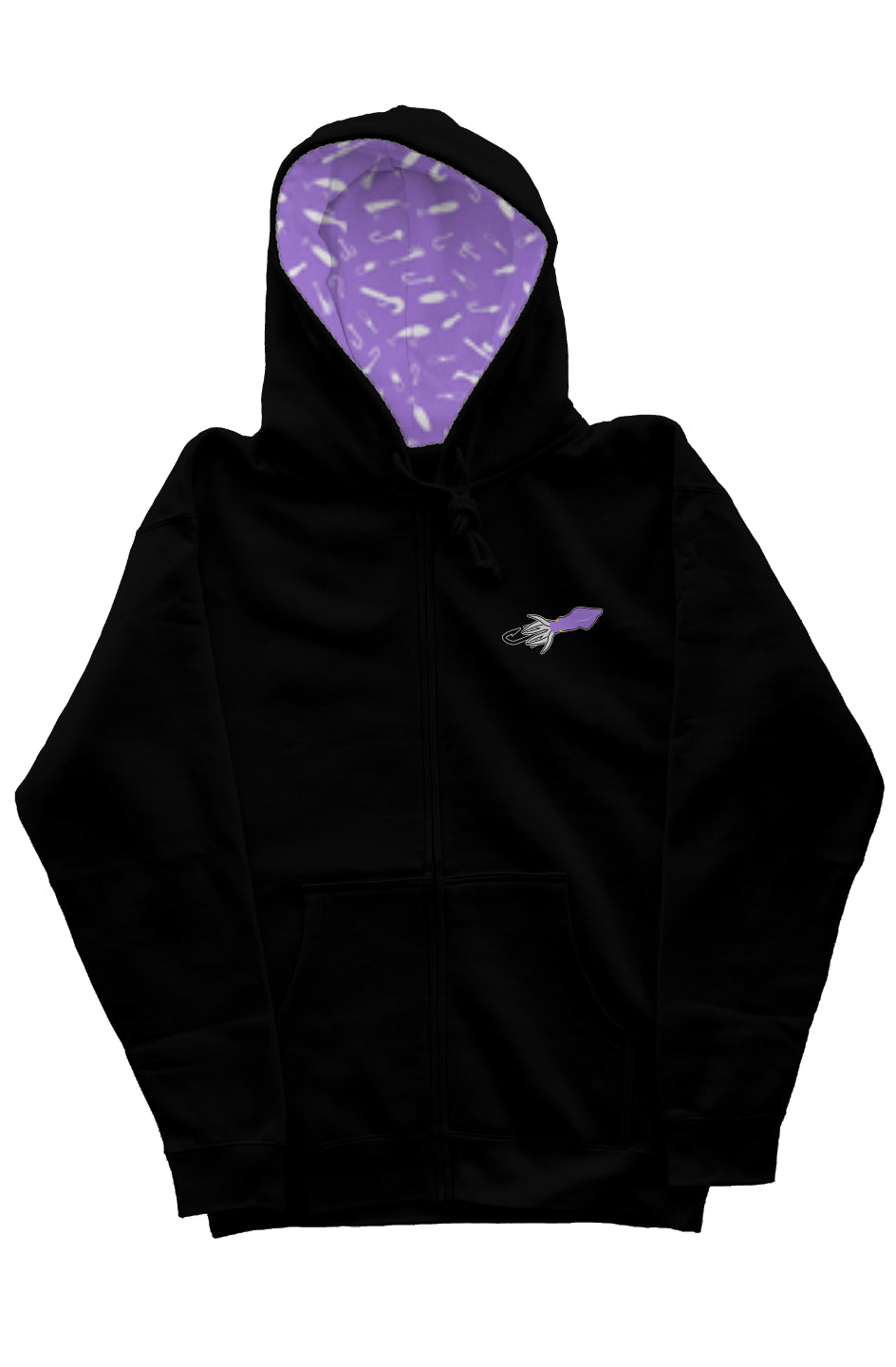 Embroidered Lavender Squid Lure Zip Hoody