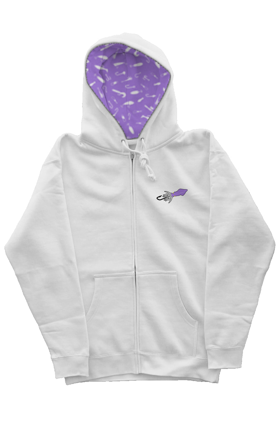 Embroidered Lavender Squid Lure Zip Hoody