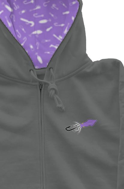 Montauk Edition Embroidered Lavender Squid Lure Zip Hoody