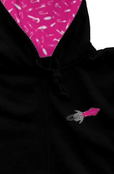 Montauk Edition Embroidered Pink Squid Lure Middleweight Zip Hoodie