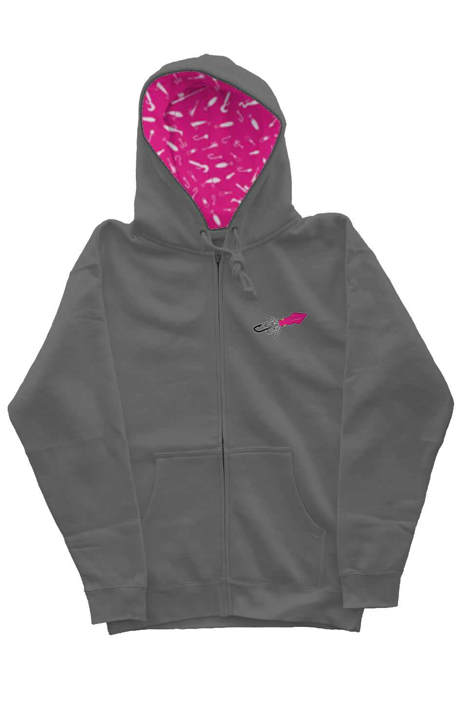 Pink Squid Lure Middleweight Zip Hoodie