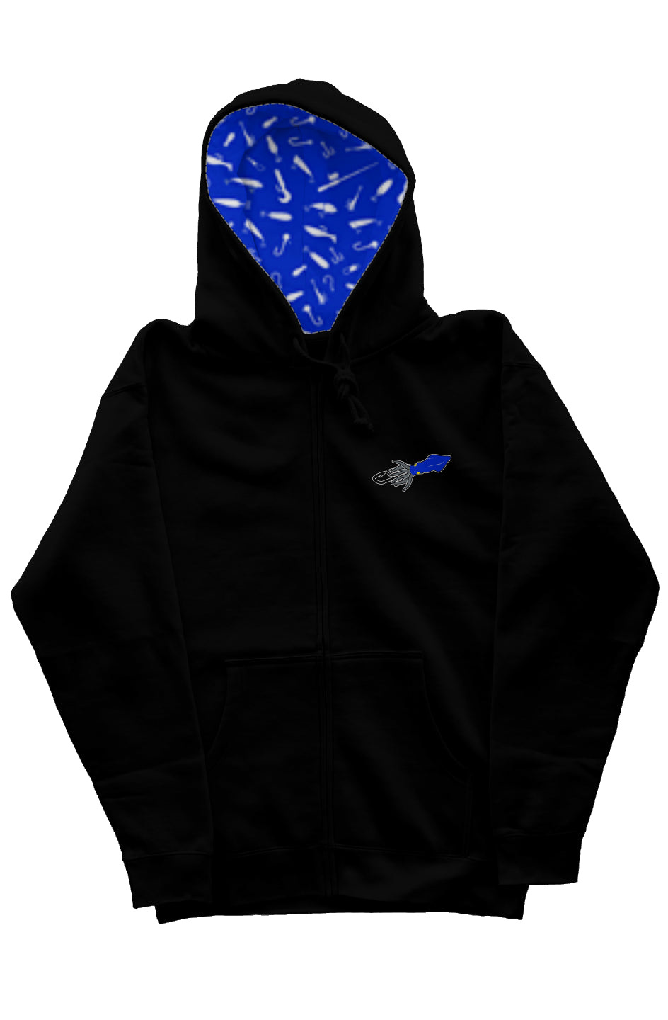 Blue / Silver Squid Lure Middleweight Zip Hoody