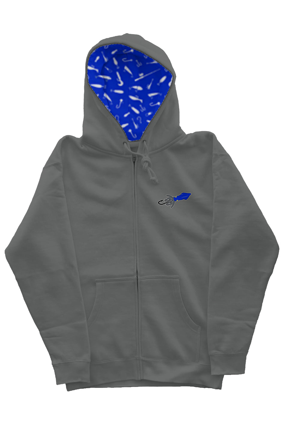 Blue / Silver Squid Lure Middleweight Zip Hoody