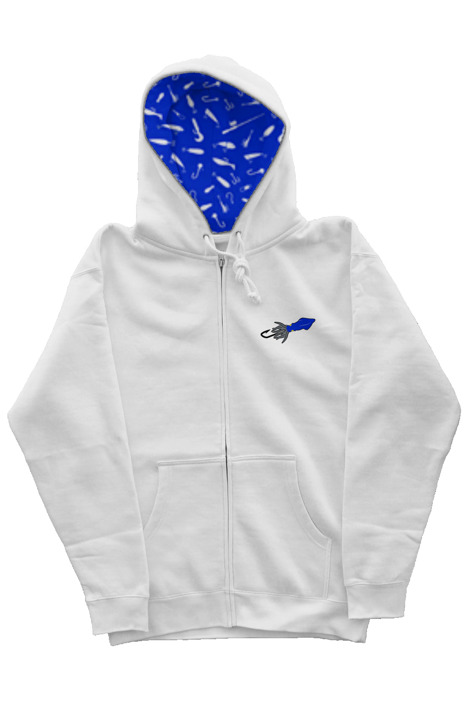 Blue / Silver Squid Lure Middleweight Zip Hoody