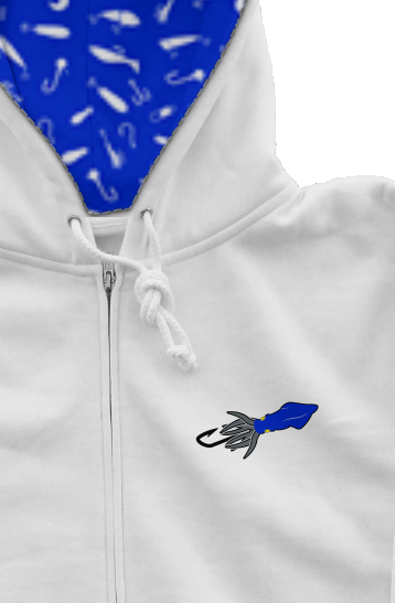 Montauk Edition Embroidered Blue / Silver Squid Lure Middleweight Zip Hoody
