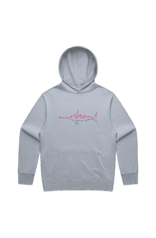 Premium Embroidered Pink Swordfish Relaxed Hoodie (light)