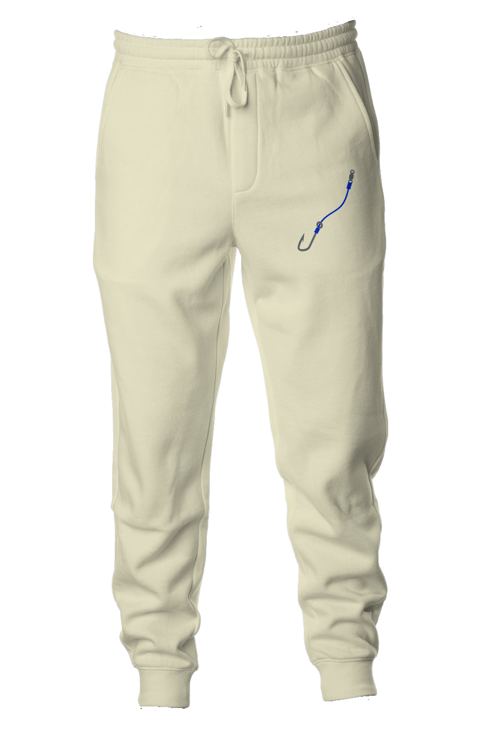 Embroidered Blue Hook & Line Joggers