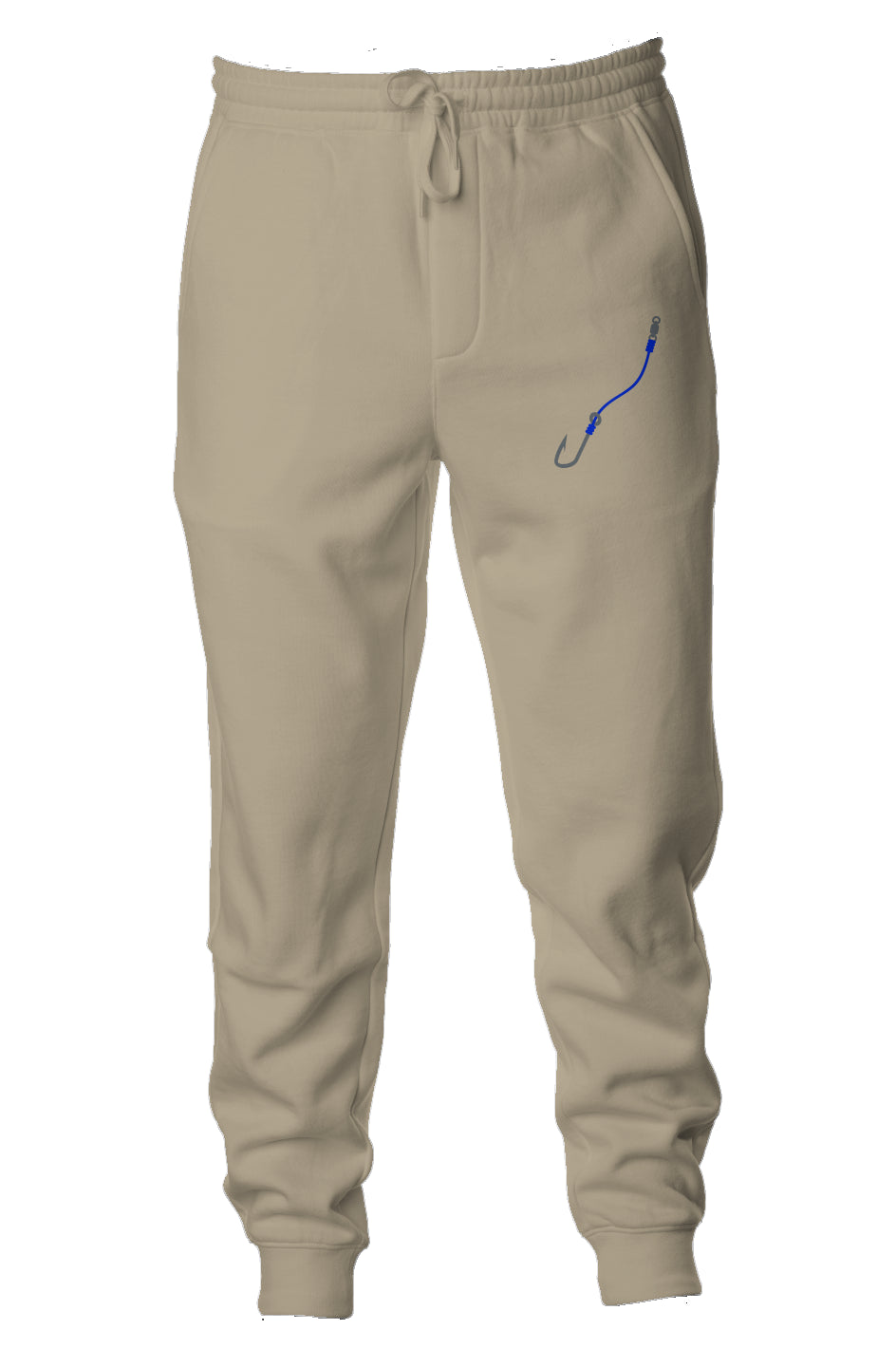 Embroidered Blue Hook & Line Joggers