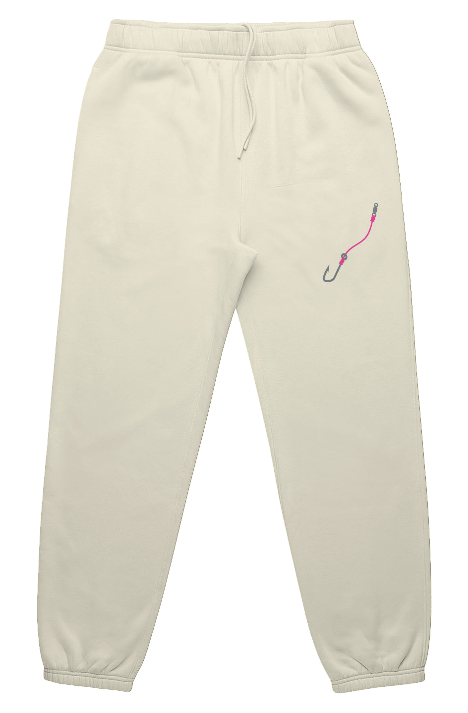 Embroidered Pink Hook & Line Relax Track Pants