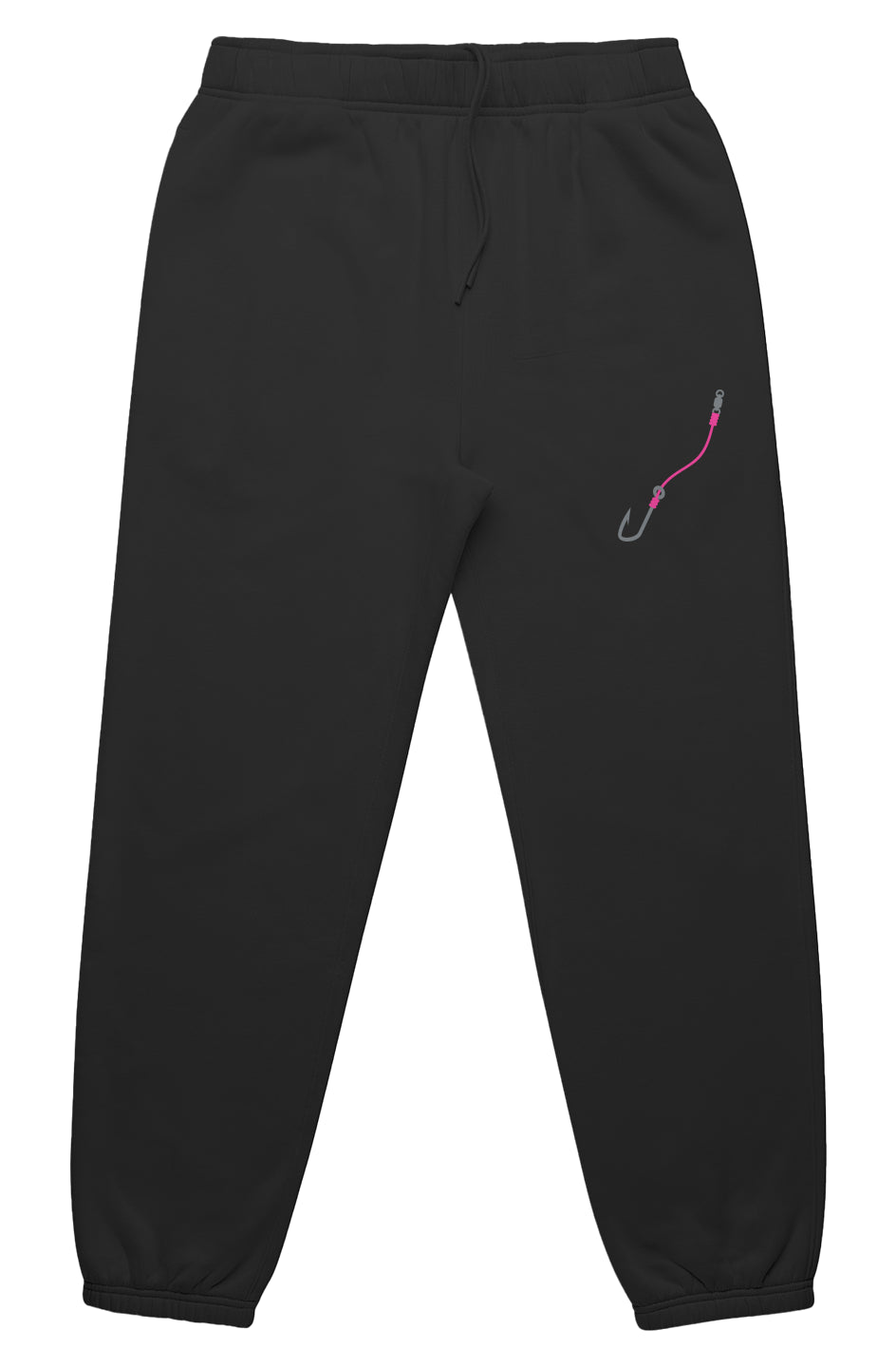 Embroidered Pink Hook & Line Relax Track Pants