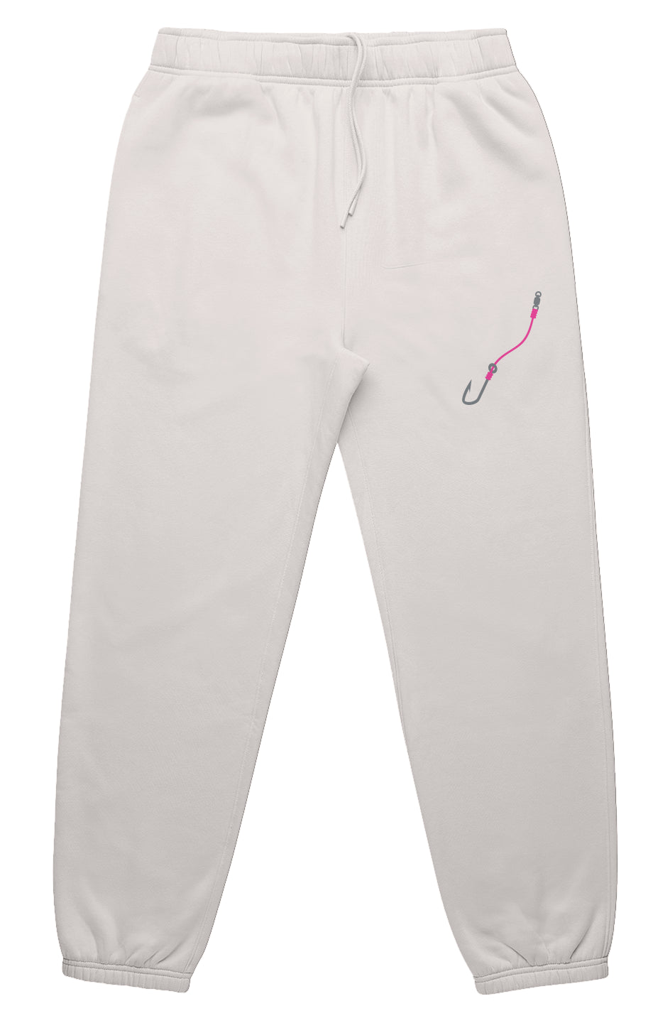 Embroidered Pink Hook & Line Relax Track Pants