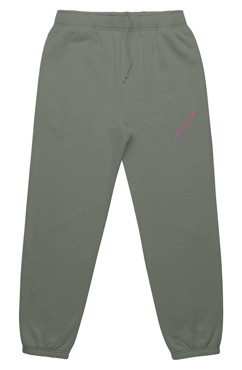 Embroidered Pink Hook & Line Relax Track Pants