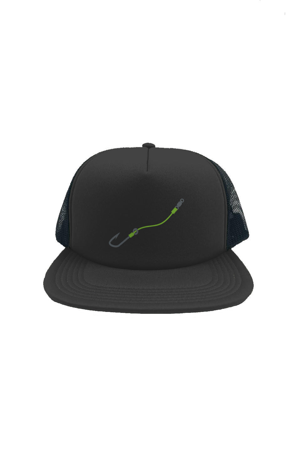 Embroidered Lime Hook & Line Foam Front Trucker Cap