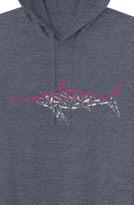 Pink Swordfish Lightweight Wicking Hoodie