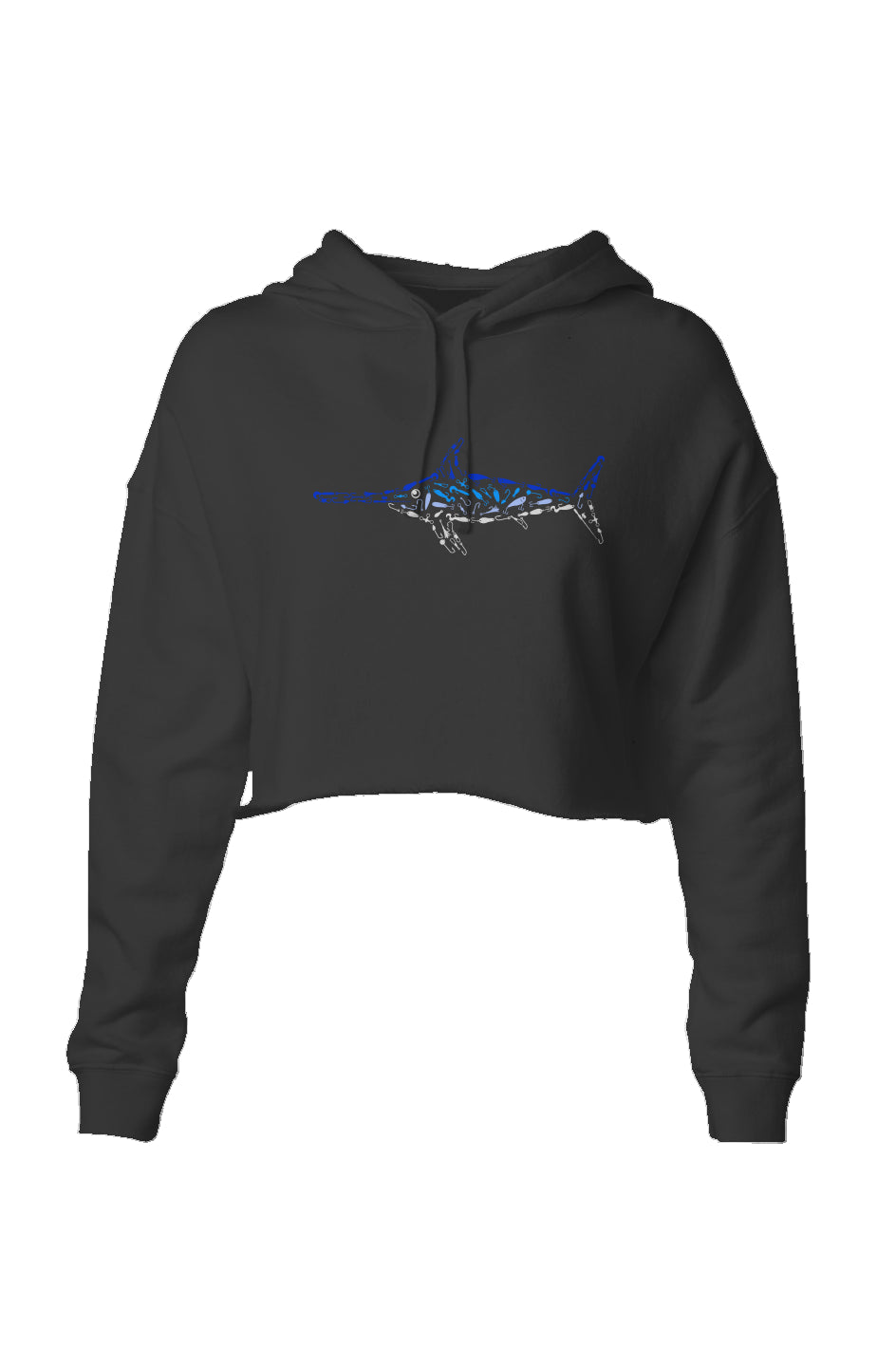 Embroidered Women's Swordfish Crop Hoodie