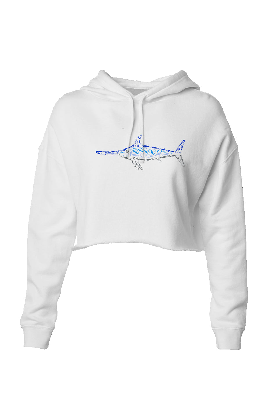 Embroidered Women's Swordfish Crop Hoodie