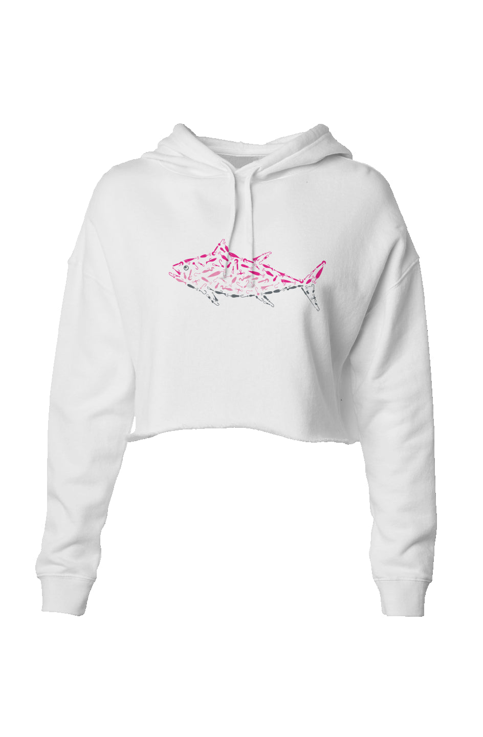 Embroidered Women's Pink Tuna Crop Hoodie