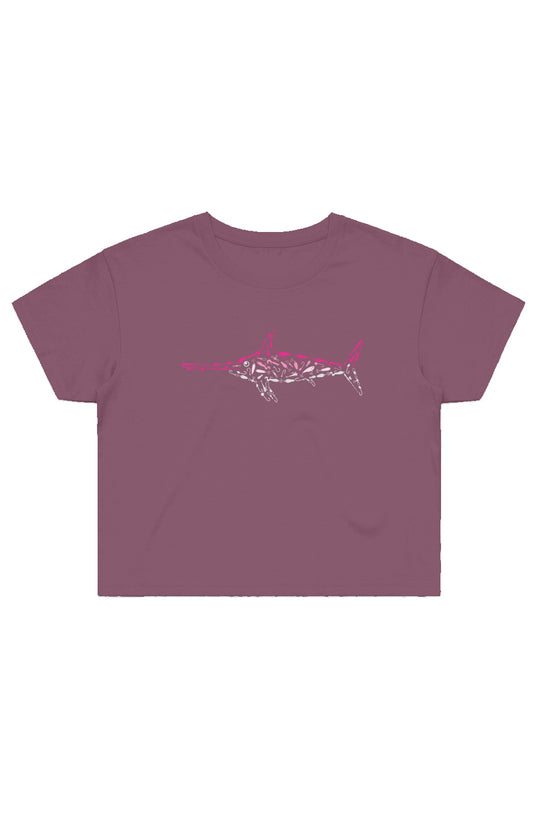 Women's Pink Swordfish Crop Tee