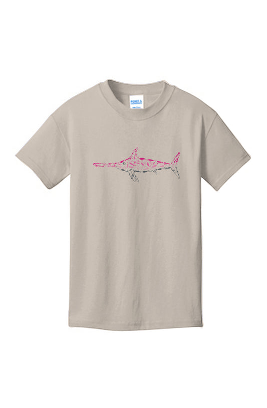 Pink Swordfish Youth 100% Cotton T-Shirt