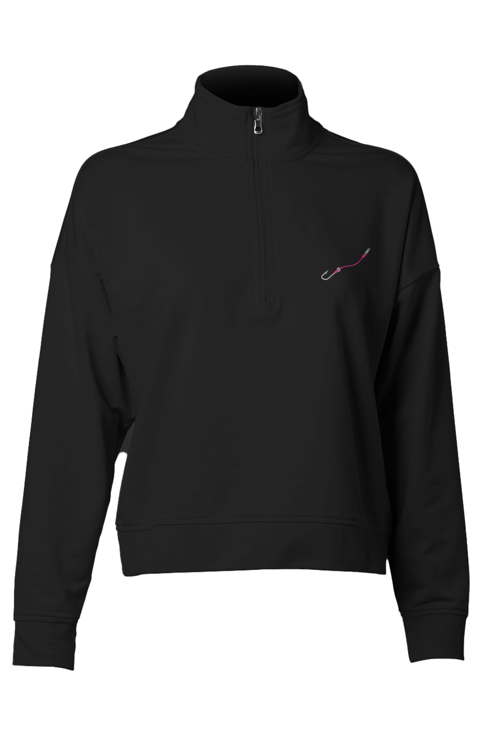 Embroidered Pink Hood & line Womens Quarter Zip