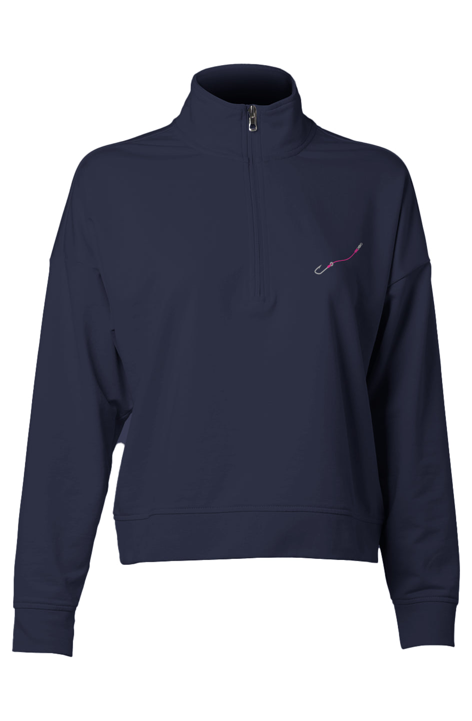Embroidered Pink Hood & line Womens Quarter Zip