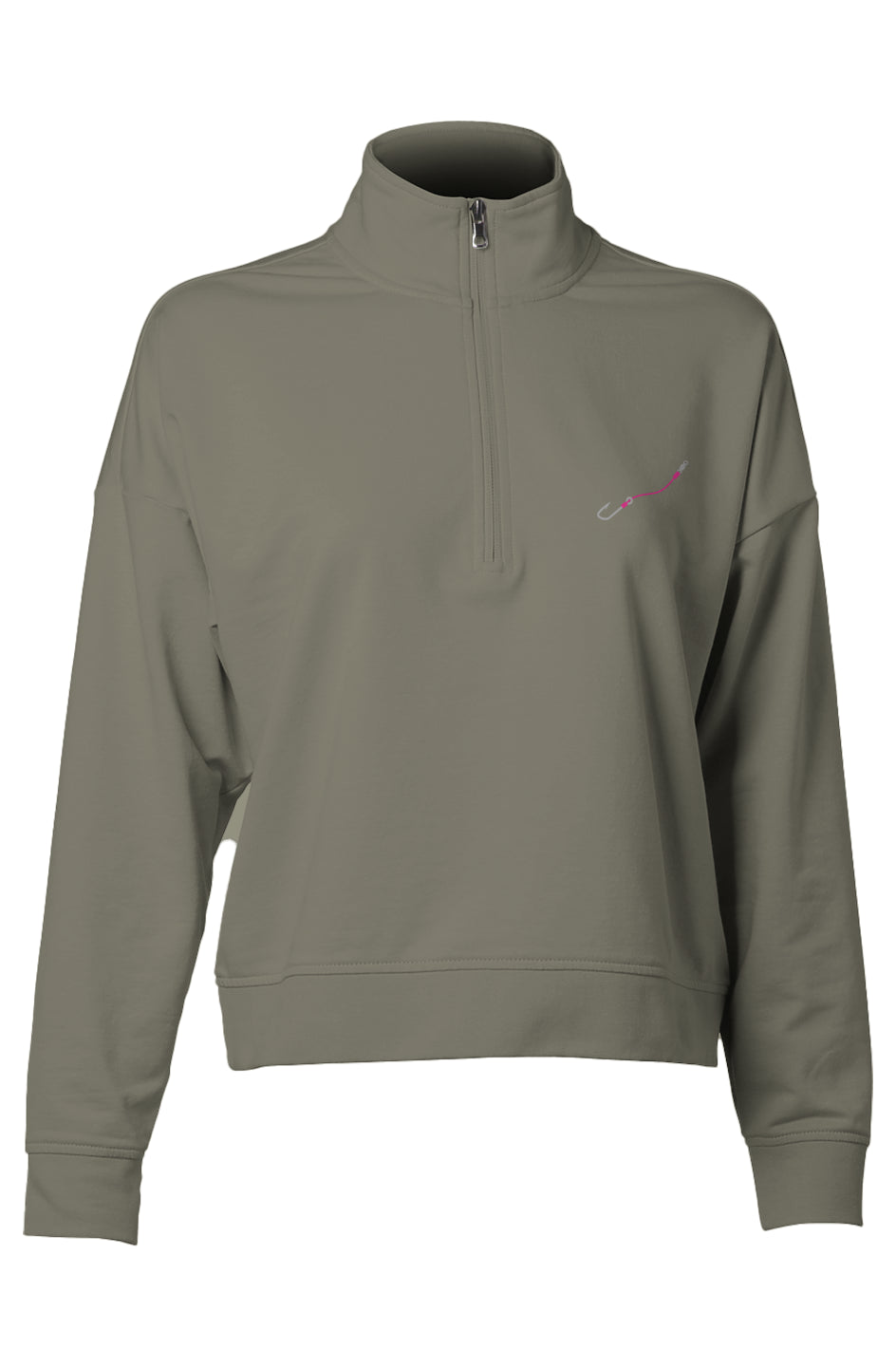 Embroidered Pink Hood & line Womens Quarter Zip