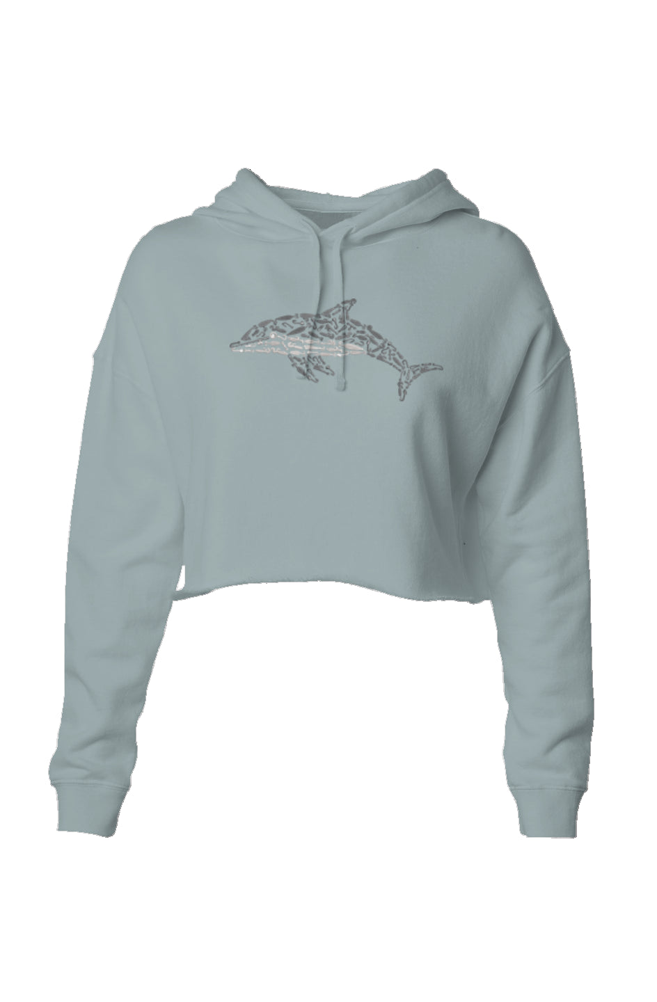 Embroidered Dolphin Lightweight Crop Hoodie