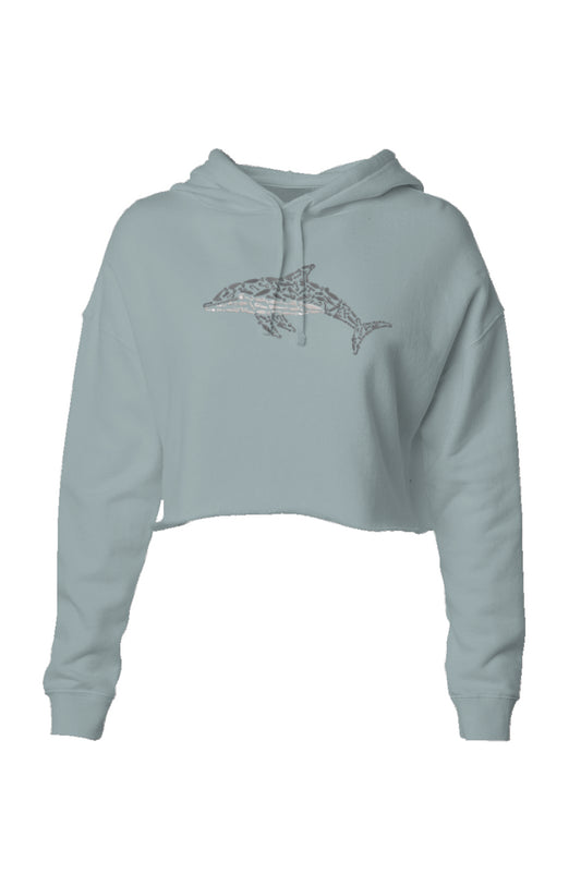 Embroidered Dolphin Lightweight Crop Hoodie