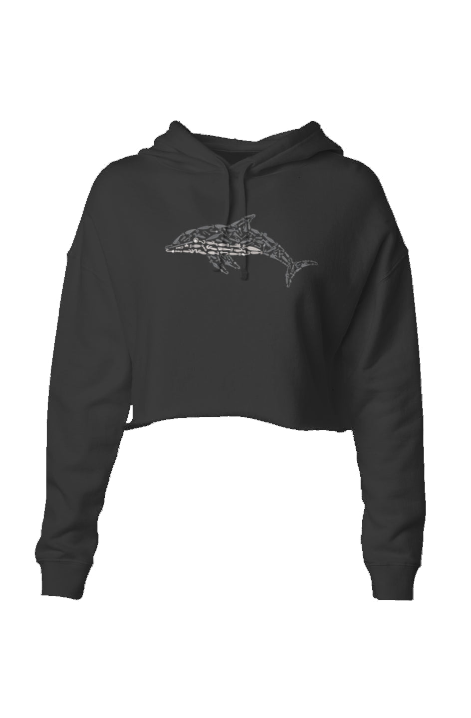 Embroidered Dolphin Lightweight Crop Hoodie