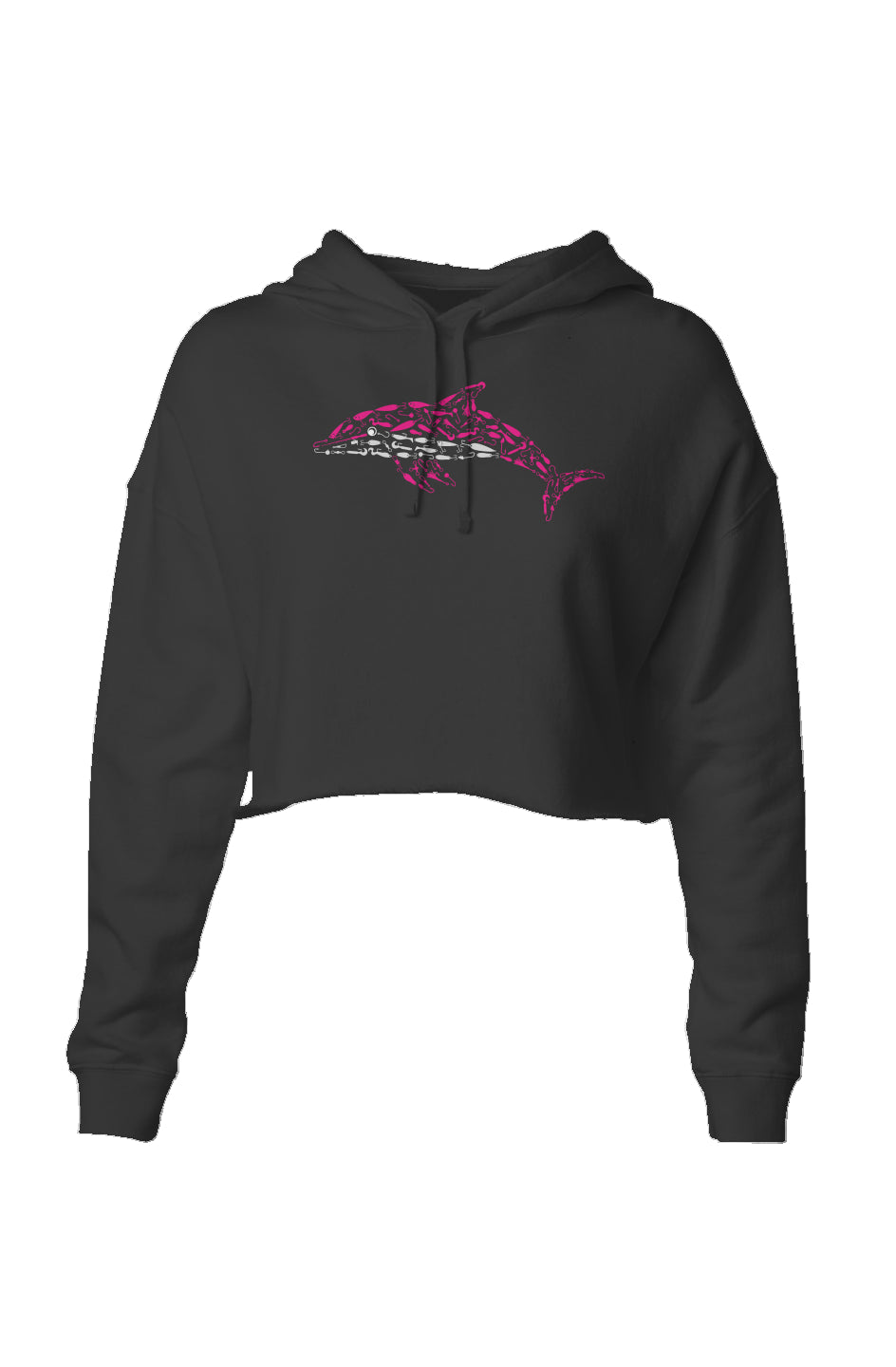 Embroidered Pink Dolphin Lightweight Crop Hoodie