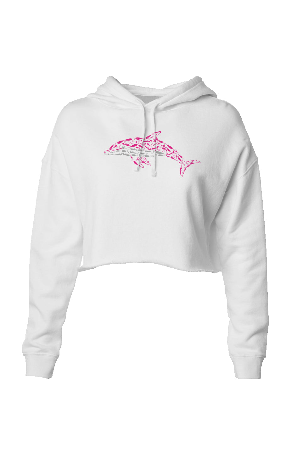 Embroidered Pink Dolphin Lightweight Crop Hoodie