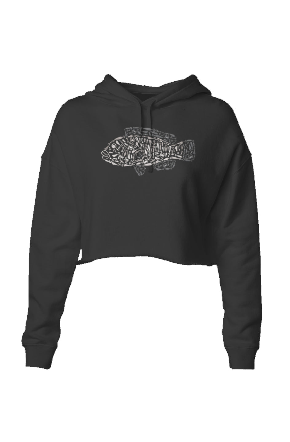 Embroidered Tautog Lightweight Crop Hoodie