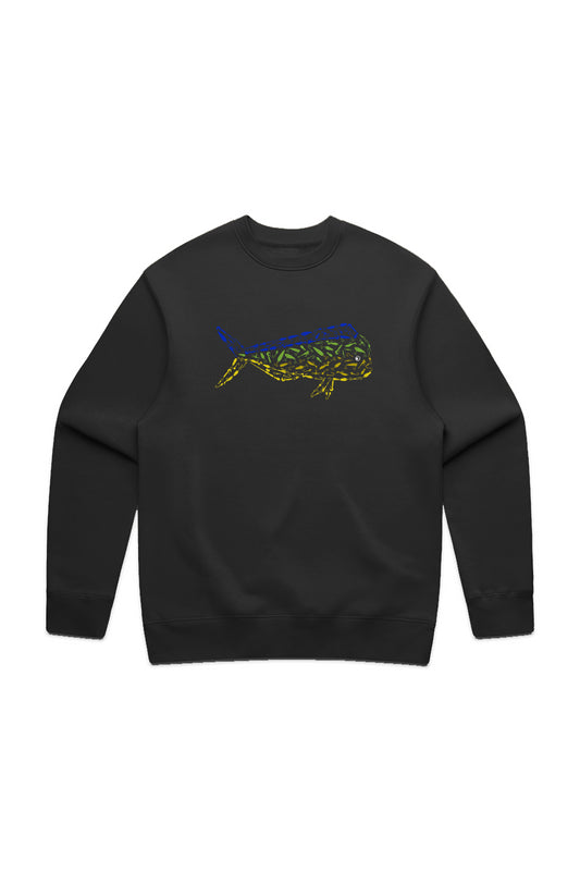Premium Embroidered Mahi Mahi Relaxed Crew Sweatshirt