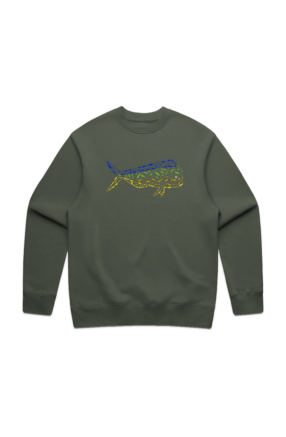 Premium Embroidered Mahi Mahi Relaxed Crew Sweatshirt