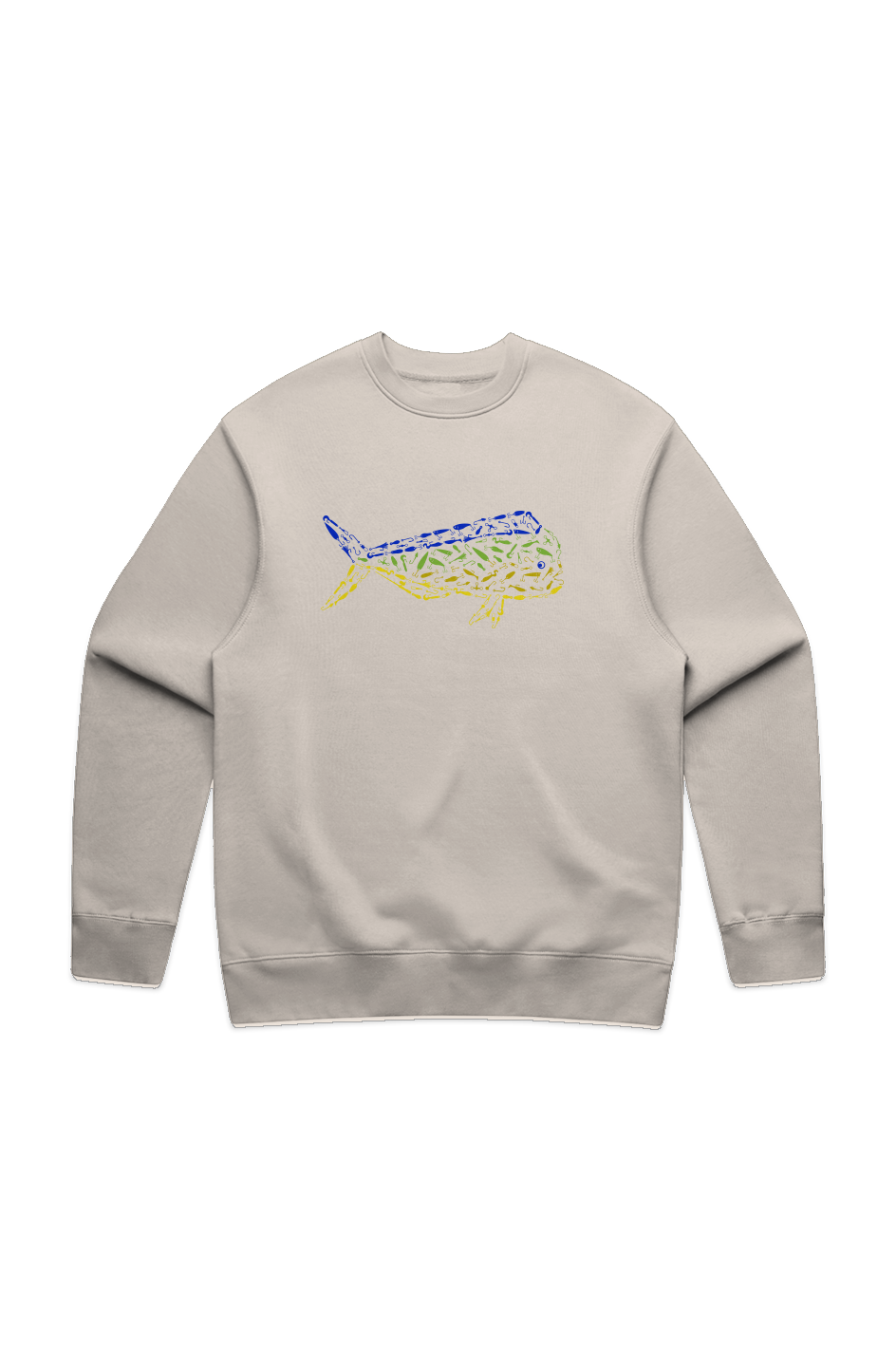 Premium Embroidered Mahi Mahi Relaxed Crew Crewneck