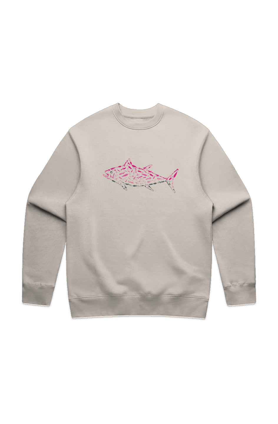 Premium Embroidered Pink Tuna Crew Sweatshirt