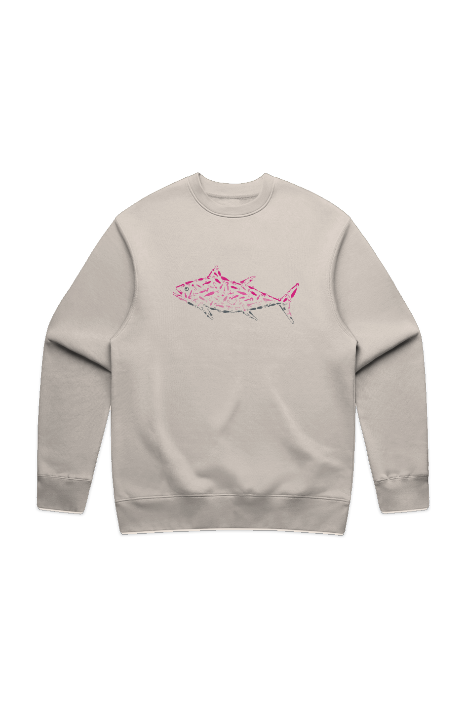 Premium Embroidered Pink Tuna Crew Sweatshirt
