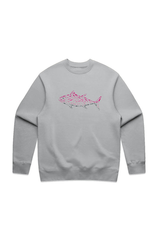 Premium Embroidered Pink Tuna Crew Sweatshirt